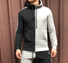 Load image into Gallery viewer, Two Pieces Set Men Half Black Half White Men's Sports Suit