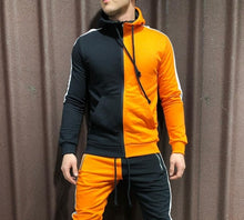 Load image into Gallery viewer, Two Pieces Set Men Half Black Half White Men's Sports Suit