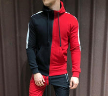 Load image into Gallery viewer, Two Pieces Set Men Half Black Half White Men's Sports Suit