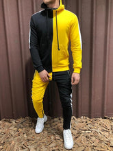 Load image into Gallery viewer, Two Pieces Set Men Half Black Half White Men's Sports Suit