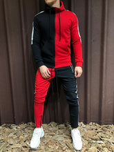 Load image into Gallery viewer, Two Pieces Set Men Half Black Half White Men's Sports Suit