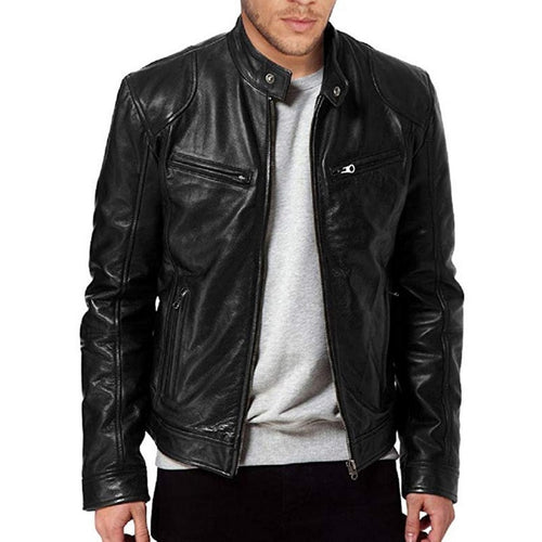 DIHOPE 2020 Motorcycle Leather Jacket Men Men's
